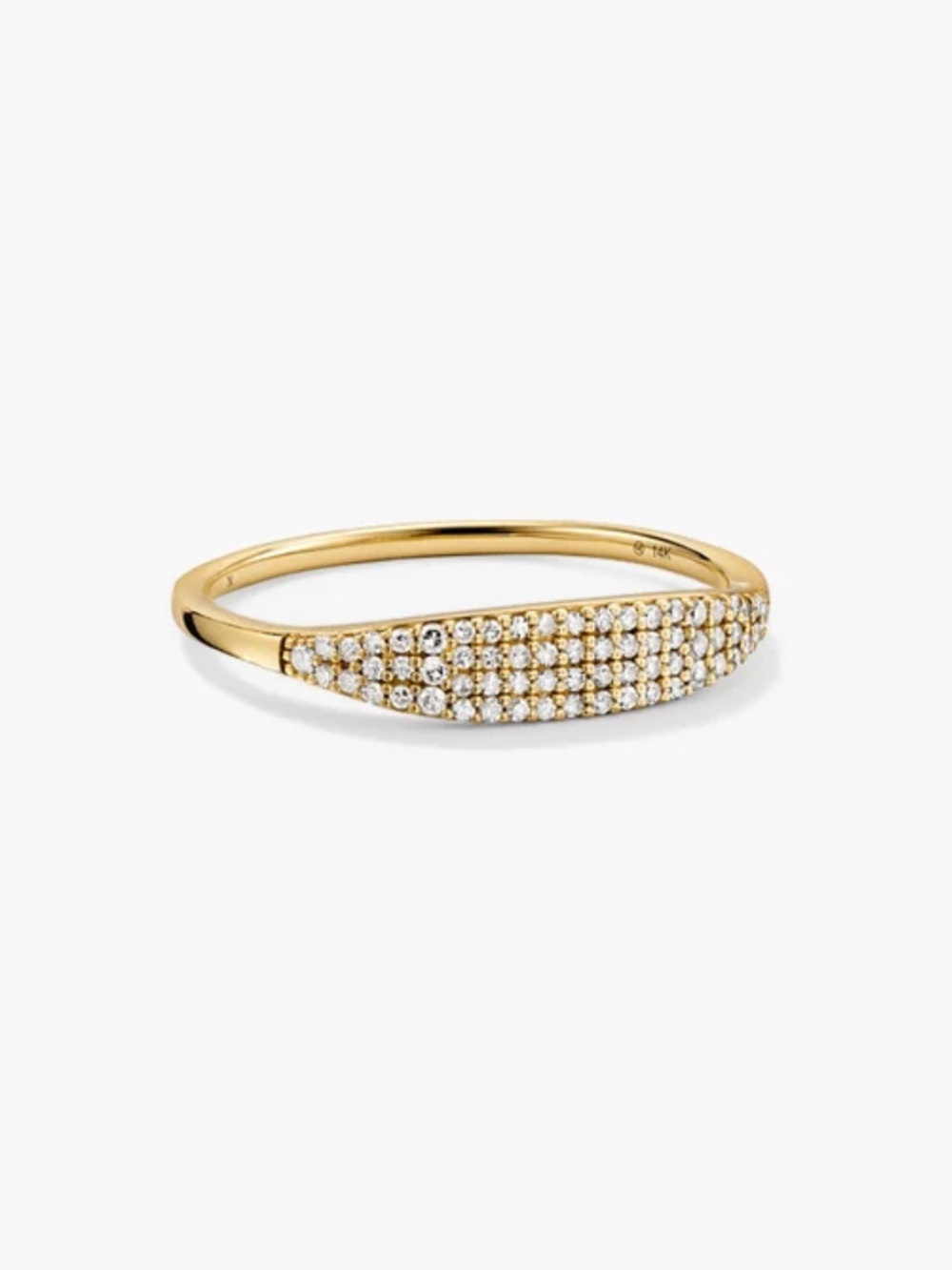 Mejuri 14K Pave Diamond Slim Signet